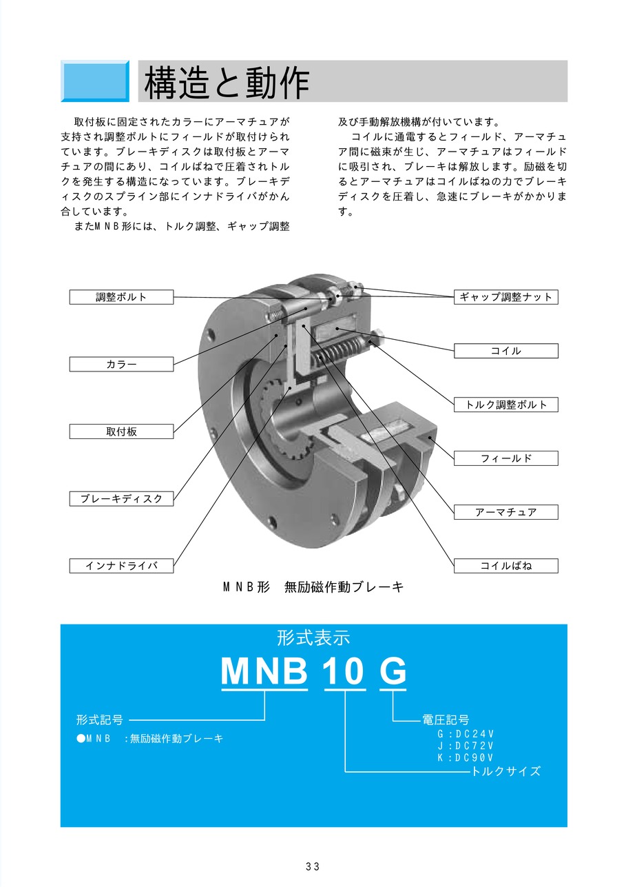 小倉クラッチ MNB型乾式無励磁作動ブレーキ(90V) MNB10K - その他